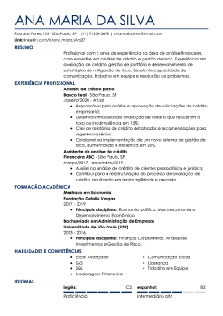 Exemplo de currículo de analista financeira